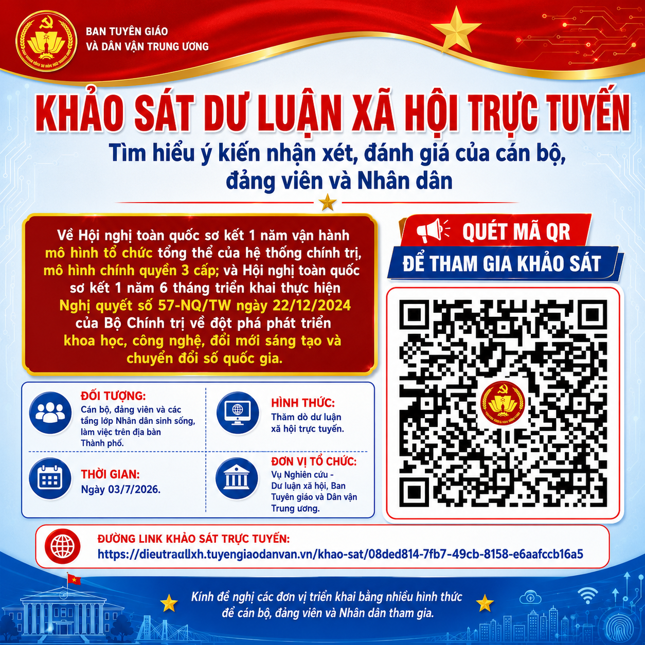 KHẢO SÁT DƯ LUẬN XÃ HỘI TRỰC TUYẾN VỀ MÔ HÌNH TỔ CHỨC HỆ THỐNG CHÍNH TRỊ, CHÍNH QUYỀN 3 CẤP VÀ VIỆC TRIỂN KHAI NGHỊ QUYẾT SỐ 57-NQ/TW